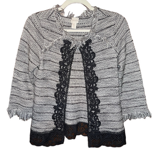 Chico's Black and Gray Textured Sweater Size Small